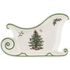 Spode Christmas Tree Embossed Sleigh Plate, 9" Serving Festive Serving Dish - Fine Porcelain Decorative Holiday Platter -Spode GUEST 846aae5f 6236 44f2 a6bc 8f88edb43487