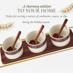 Spode Christmas Tree Condiment Set - 7 Piece Holiday Serveware Set - Ceramic Dip Bowls, Spoons, Serving Tray Included - Tartan Plaid -Spode GUEST 85aa9449 7803 46a1 b722 aec38bd185c2