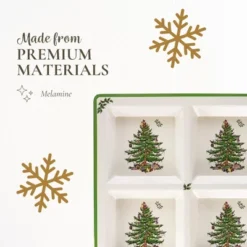 Spode Christmas Tree Melamine 4-Section Tray, 13.5-Inch Divided Holiday Serveware For Nuts, Candy, Condiments - Festive Tableware -Spode GUEST 88234dab 44f1 4f68 baf3 96886345e5e7