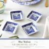 Spode Blue Italian Square Sauce Dishes - Set Of 4, 3-Inch Porcelain Mini Serving Bowls With Intricate Scroll Border & Scenic Motif -Spode GUEST 8851f96f 4a10 4861 ad42 2d2ec62dfeb6