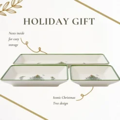Spode Christmas Tree 3-Piece Dessert Trays, Collector Serveware - Holiday Dinnerware & Decorative Tray, Holiday Winter Serving For Occasions -Spode GUEST 8985a641 5e5f 4b56 88b5 7f7dfc3b105f