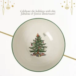 Spode Christmas Tree Round Serving Bowl - 8-Inch Ceramic Bowl For Pasta, Salad, Soup, And Side Dishes - Porcelain, Dishwasher & Microwave Safe -Spode GUEST 8bf124d0 240b 4d3b a391 e5e5395764b2