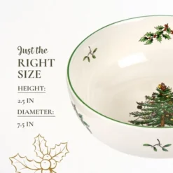 Spode Christmas Tree Individual Fruit Bowl - 7 Inch Porcelain Oatmeal, Salad, Soup, Cereal, Breakfast, Dessert Bowl - Microwave & Dishwasher Safe -Spode GUEST 8e8bb265 8faf 4c70 bede d7aa08a718a7