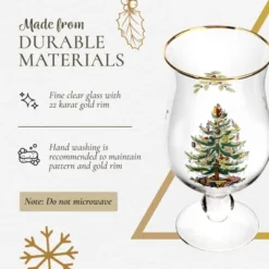 Spode Christmas Tree 17.5oz Tulip Glasses, Set Of 4 - Gold-Rimmed Whimsical Holiday Glasses For Sparkling Wine And Champagne -Spode GUEST 8fc553ab 1134 46e3 bf26 0e84b171c6a3