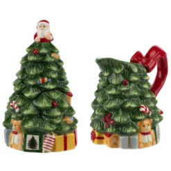 Spode Christmas Tree Sugar & Creamer Set - Figural Tree 7.4oz Creamer Jug & 5.3oz Lidded Sugar Jar - Festive Dolomite Holiday Tea And Coffee Set -Spode GUEST 94a73154 7dac 492f 8377 8ce42d597ea9