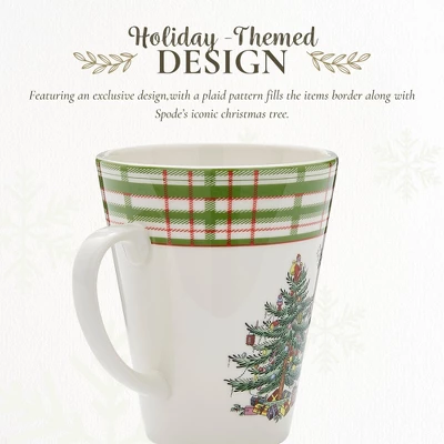 Spode Christmas Tree Mug, 14oz - Porcelain Holiday Mug With Tartan Border & Handle, Dishwasher & Microwave Safe - Ceramic Festive Cups 4 Spode Christmas Tree Mug, 14oz - Porcelain Holiday Mug With Tartan Border & Handle, Dishwasher & Microwave Safe - Ceramic Festive Cups - Image 2