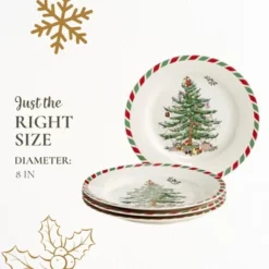 Spode Christmas Tree 8" Candy Cane Appetizer Plates (Set Of 4) - Festive Holiday Tableware, Dishwasher & Microwave Safe -Spode GUEST 966f87e9 60df 4127 b168 616dd5110ebd