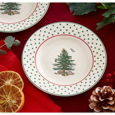 Spode Christmas Tree 6" Polka Dot Tidbit Plates (Set Of 4) - Appetizer Plates With Festive Polka Dot Border - Dishwasher & Microwave Safe Porcelain 6 Spode Christmas Tree 6" Polka Dot Tidbit Plates (Set Of 4) - Appetizer Plates With Festive Polka Dot Border - Dishwasher & Microwave Safe Porcelain - Image 4