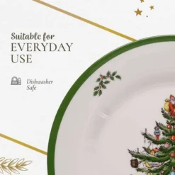 Spode Christmas Tree Melamine Salad Plate (Set Of 4) - 8 Inch Shatterproof Serving Plate - Festive Tableware, Dishwasher Safe Dinnerware -Spode GUEST 9bb00ecf 58b0 4a95 877c 0aae03014052
