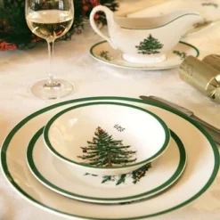 Spode Christmas Tree 10.5" Dinner Plate (Set Of 4) - Festive Holiday Stoneware Plate With Christmas Tree & Green Borders, Dishwasher & Oven Safe -Spode GUEST 9d93b05c e074 46e1 9e22 183f19a3f3d8