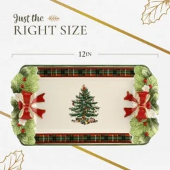 Spode Christmas Tree Figural Tartan Tray, 12-Inch Festive Serving Tray With Tartan Border, Christmas Serving Tray - Fine Earthenware -Spode GUEST 9d95f16d 1f8e 4a01 a511 75f6a2b35c17