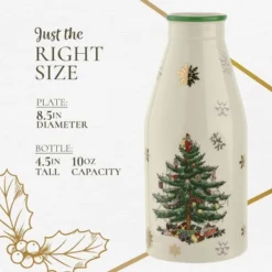 Spode Christmas Tree Plate And Bottle Set (2-Piece) - 8.5" Porcelain "Cookies For Santa" Plate & 10 Oz, Dishwasher Safe Festive Seasonal Gift Set -Spode GUEST 9dd1e4c6 3e75 4697 b266 b16d6208cd48