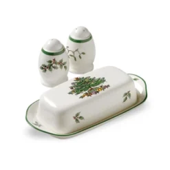 Spode Christmas Tree 3-Piece Hostess Set - Butter Dish With Lid, Salt Shaker, Pepper Shaker - Dishwasher Safe Collectible Gift Set -Spode GUEST a092f520 0a7d 473a aff9 3ac510aa9e18