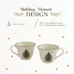 Spode Christmas Tree Punch Cups - Set Of 2 Holiday Mugs - 8 Oz Porcelain Cups With Scalloped Rim, Christmas Design - Microwave & Dishwasher Safe -Spode GUEST a236e615 1624 4ac6 b080 c3225e0a153a