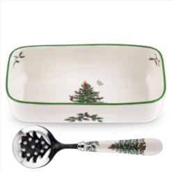 Spode Christmas Tree Cranberry Sauce Serving Dish With Slotted Spoon (8"x 4.25") - Server With Holiday Motif - Dishwasher, Microwave, Freezer Safe 15 Spode Christmas Tree Cranberry Sauce Serving Dish With Slotted Spoon (8"x 4.25") - Server With Holiday Motif - Dishwasher, Microwave, Freezer Safe -Spode GUEST a3179901 6d62 4b95 ba81 0f6da14b01c3