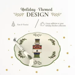Spode Christmas Tree Nutcracker Cheese Platter With Knife - 9" Porcelain Holiday Serving Tray For Charcuterie - Dishwasher & Microwave Safe -Spode GUEST a38a5d4a fb31 41a9 a94c d752a59ca40e