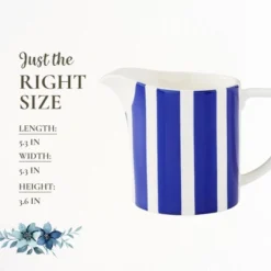 Spode Steccato Milk Jug, 10oz - Earthenware Drink Pitcher With Bold Blue Stripes For Coffee Bar Essentials, Creamer, Salad Dressing, Juice Or Tabletop -Spode GUEST a544bcd0 590f 4d31 aebb acee9c91f64f