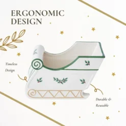 Spode Christmas Tree Figural Sleigh, 7.5" Dolomite Decorative Holiday Sleigh For Christmas Table Decor, Candy Holder, Snack Dish -Spode GUEST a5ba7621 6083 4316 9f10 fe5f52f170c2