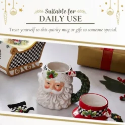 Spode Christmas Tree Santa Toby Mug - Festive Ceramic Coffee Mug With Decorative Santa Design - Ideal For Hot Beverages -Spode GUEST a6864418 c807 4a4b bf38 93237a9892d0