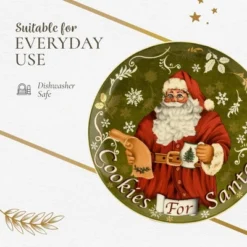 Spode Christmas Tree Plate And Bottle Set (2-Piece) - 8.5" Porcelain "Cookies For Santa" Plate & 10 Oz, Dishwasher Safe Festive Seasonal Gift Set -Spode GUEST a753e512 ce9f 4d2a ba1a c11590e43816