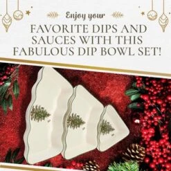 Spode Christmas Tree Dip Bowl Set - 3-Piece Ceramic Christmas Dipping Bowls - Festive Salsa Bowls - Holiday Dinnerware & Seasonal Tableware -Spode GUEST a90445c0 37dc 46f5 a8d8 a7d5791df3c2