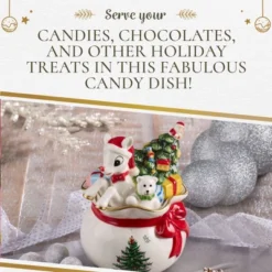 Spode Christmas Tree Candy Bowl - 6.5-Inch Dolomite Bowl Holiday Decor - Christmas Candy Storage Jars With Rudolph The Reindeer Motif -Spode GUEST ab3933ca 0a85 49c0 a216 bb4c22eaf3bc