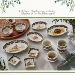 Spode Woodland Pheasant Pickle Dish - 8.5" Porcelain Tray With British Flowers Border & Scalloped Edge, Microwave, Dishwasher, Oven & Freezer Safe -Spode GUEST abcd4b88 9989 4aa0 b8db cf741947e4a0