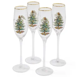 Spode Christmas Tree Gold 8.5oz Champagne Flutes (Set Of 4) - Gold Rimmed Glasses, Festive Holiday Drinkware For Christmas Dinner, Wedding Gifts -Spode GUEST abdbfd4b 56b2 4ab1 88d2 a3c39b21ff80