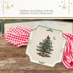 Spode Christmas Tree Canape Plate - 8" Holiday Serving Dish - Fine Porcelain With Red Border, Dishwasher Safe - Ideal Christmas Tableware -Spode GUEST acd38abd 5746 4374 89d7 6b83c893ded6