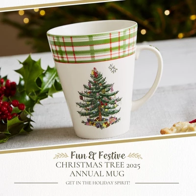 Spode Christmas Tree Mug, 14oz - Porcelain Holiday Mug With Tartan Border & Handle, Dishwasher & Microwave Safe - Ceramic Festive Cups 3 Spode Christmas Tree Mug, 14oz - Porcelain Holiday Mug With Tartan Border & Handle, Dishwasher & Microwave Safe - Ceramic Festive Cups