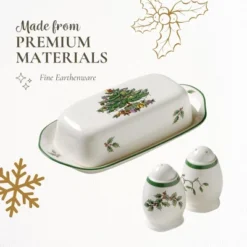 Spode Christmas Tree 3-Piece Hostess Set - Butter Dish With Lid, Salt Shaker, Pepper Shaker - Dishwasher Safe Collectible Gift Set -Spode GUEST b21a5b00 2ba7 4b7c 9422 ed61e16603d3