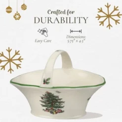 Spode Christmas Tree Candy Basket, 5.75-Inch Candy Bowl With Handle, Fine Earthenware Christmas Gift, Festive Holiday Serveware & Holiday Display Bowl -Spode GUEST b337375d 3e36 4a8a b9e1 adef5575f042