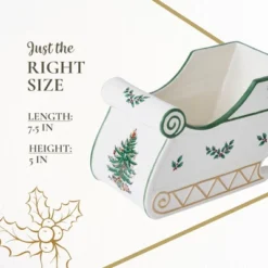 Spode Christmas Tree Figural Sleigh, 7.5" Dolomite Decorative Holiday Sleigh For Christmas Table Decor, Candy Holder, Snack Dish -Spode GUEST b5c95167 cc4c 4fff 837c 3bbdbcb7d6ef