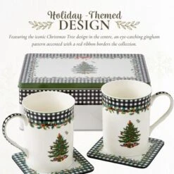 Spode Christmas Tree 5-Piece Mug & Tin Set - Fine China Mugs & Cork Coasters, Holiday Beverage Essentials, Festive Gift For Collectors -Spode GUEST b88c9253 b1c8 4779 97ff 2e079dd89fb0