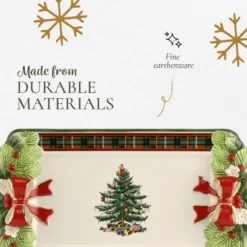 Spode Christmas Tree Figural Tartan Tray, 12-Inch Festive Serving Tray With Tartan Border, Christmas Serving Tray - Fine Earthenware -Spode GUEST bc980743 9357 4c91 841b 29873a321351