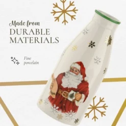 Spode Christmas Tree Plate And Bottle Set (2-Piece) - 8.5" Porcelain "Cookies For Santa" Plate & 10 Oz, Dishwasher Safe Festive Seasonal Gift Set -Spode GUEST bdd50fc4 eb3e 4a47 9cec 3ae690f1dd97