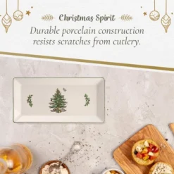 Spode Christmas Tree 14-Inch Rectangular Sandwich Tray, Porcelain Serving Platter - Tableware With Festive Charm, Dishwasher, Microwave, Freezer Safe -Spode GUEST be2d05c5 31be 4255 b1dd fb9dcc7e6098