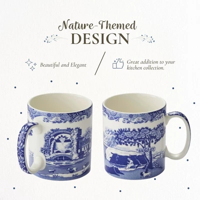 Spode Blue Italian 9oz Porcelain Mug, Set Of 4 - Compact Hot Beverage Cups With Ornamental Scenic Pattern - Elegant Ceramic Drinkware 4 Spode Blue Italian 9oz Porcelain Mug, Set Of 4 - Compact Hot Beverage Cups With Ornamental Scenic Pattern - Elegant Ceramic Drinkware - Image 2
