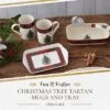 Spode Christmas Tree Tartan 10oz Mug & 8" Tray Set (3-Piece Set) - Festive Porcelain Mugs With Melamine Tray, Dishwasher & Microwave Safe -Spode GUEST c01968f8 2185 40e8 af48 a08b0e40127a