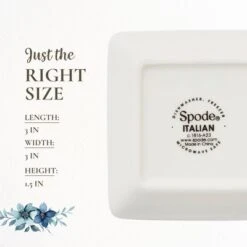 Spode Blue Italian Square Sauce Dishes - Set Of 4, 3-Inch Porcelain Mini Serving Bowls With Intricate Scroll Border & Scenic Motif -Spode GUEST c2191c84 4a7e 4d39 9570 54ef3736644b