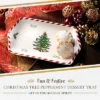 Spode Christmas Tree Peppermint Dessert Tray (12" X 7.25") - Festive Porcelain Serving Tray For Appetizers, Charcuterie, Snacks, Desserts