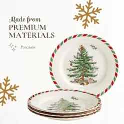 Spode Christmas Tree 8" Candy Cane Appetizer Plates (Set Of 4) - Festive Holiday Tableware, Dishwasher & Microwave Safe -Spode GUEST c452042b 83e0 4f40 a6e8 16ba7d2144d8