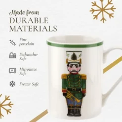 Spode Christmas Tree Nutcracker 10oz Mug & 8" Tray Set (3-Piece Set) - Festive Porcelain Mugs With Melamine Tray, Dishwasher & Microwave Safe -Spode GUEST c52e2a6d 066f 461d 918e b78efcfb694d