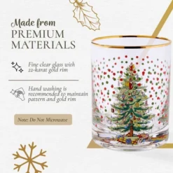 Spode Christmas Tree 14 Fl. Oz. Double Old Fashion Glass (Set Of 4), Polka Dot - Whiskey Glasses & Bourbon Glasses For Festive Entertaining -Spode GUEST c55c7a20 4bc6 407d 8e70 db290cc32c45