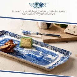 Spode Blue Italian 13 Inch Rectangular Tray With Handles - Elegant Decorative Serving Dish - Porcelain -Spode GUEST c7916299 a2ec 4f94 b148 13a82704cf24