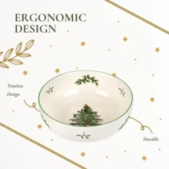 Spode Christmas Tree Individual Fruit Bowl - 7 Inch Porcelain Oatmeal, Salad, Soup, Cereal, Breakfast, Dessert Bowl - Microwave & Dishwasher Safe -Spode GUEST c87ca17f efb3 4406 9b28 850e1720389e