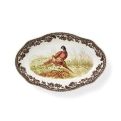 Spode Woodland Pheasant Pickle Dish - 8.5" Porcelain Tray With British Flowers Border & Scalloped Edge, Microwave, Dishwasher, Oven & Freezer Safe -Spode GUEST c9fdf0b2 1ba3 4014 9e68 bf5f85d1a9e9