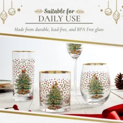Spode Christmas Tree 14 Fl. Oz. Double Old Fashion Glass (Set Of 4), Polka Dot - Whiskey Glasses & Bourbon Glasses For Festive Entertaining -Spode GUEST ce593580 c929 4f0b a033 3f7600e016bf 1