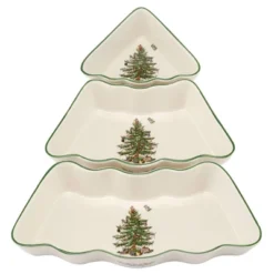 Spode Christmas Tree Dip Bowl Set - 3-Piece Ceramic Christmas Dipping Bowls - Festive Salsa Bowls - Holiday Dinnerware & Seasonal Tableware -Spode GUEST d012e80d b594 49bb 8e08 d6272ff14a9b