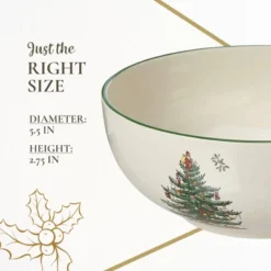 Spode Christmas Tree 5.5-Inch Fruit Salad Bowl - Versatile Earthenware Bowl For Cereal, Desserts - Dishwasher, Microwave, Freezer, Oven Safe -Spode GUEST d1a72e03 f7f1 48a9 9151 e3a2ea277d9d